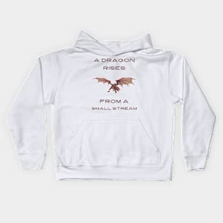 A dragon rises from a small stream Kids Hoodie
